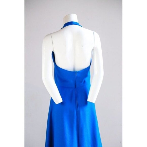 Sexy  Cobalt Blue Halter Neck Low Back Summer Maxi Dress - Picture 9 of 9